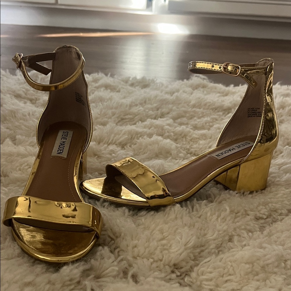 Steve Madden Metallic Gold Block Heels